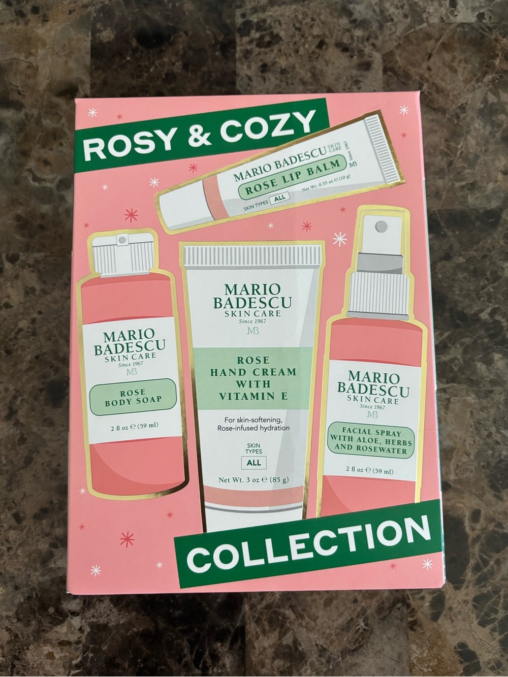 Mario Badescu Skincare 4 Piece Set ROSY & COZY Collection Skin Face Floral New